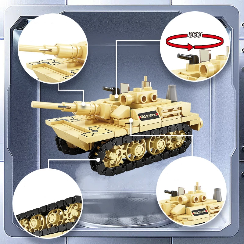 MOC 99A Main Battle Tank M1A2 War Military City Vehicle Car Building Blocks Classic Model Bricks Kits Sets Ideas