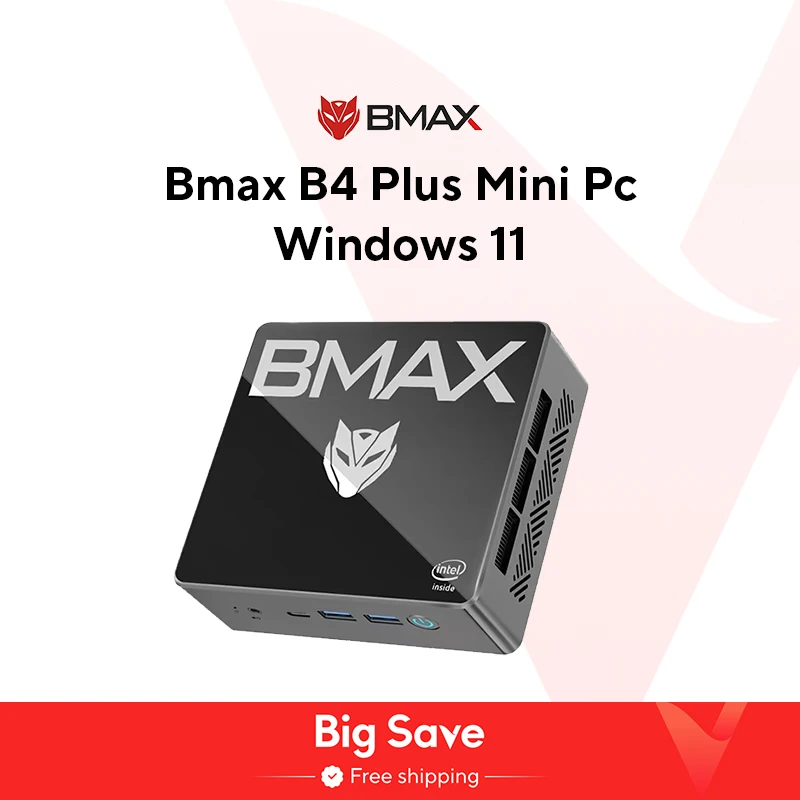 كمبيوتر صغير BMAX B4 Plus يعمل بنظام التشغيل Windows 11 PC Intel N100 16GB DDR4 512GB SSD 2 * HDMI 1 * Type-C يدعم رسومات Intel UHD 4K @ 60 هرتز 750 ميجا هرتز