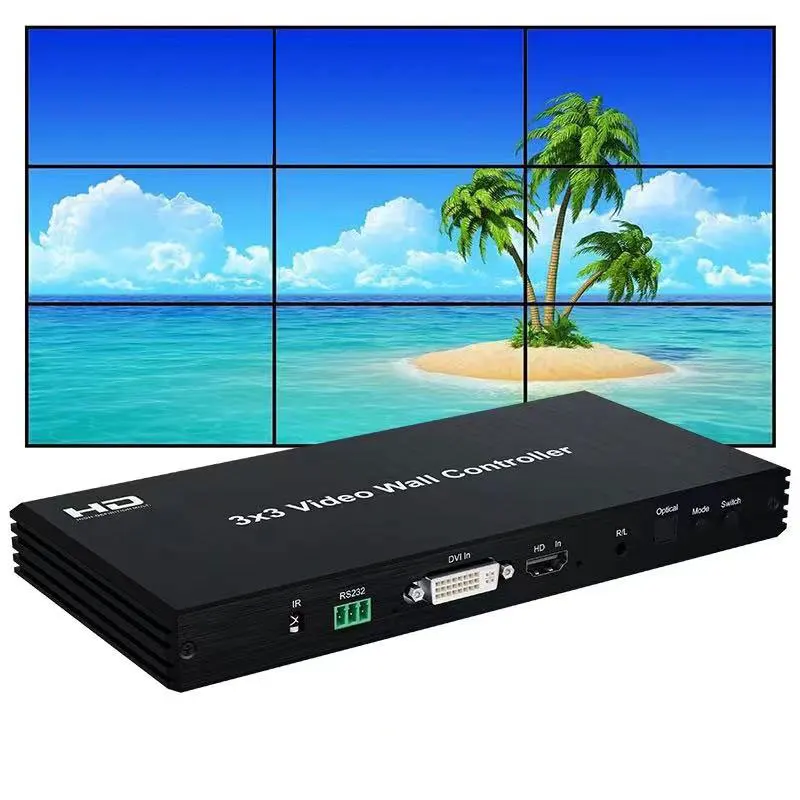 

3x3 DVI Video Wall Controller for HDMI 1080P 2x2 2x3 2x4 1x3 1x4 1x5 TV Wall Controller 9 Screen Splicing Processor TV Splicer