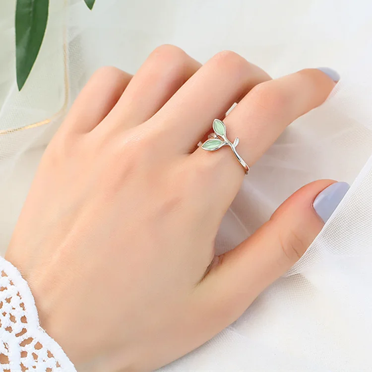 Bohemian Vintage Lucky Flower Leaf Rings For Women Opening Adjustable Ring Trend Luxury Wedding Couple Jewelry Gift