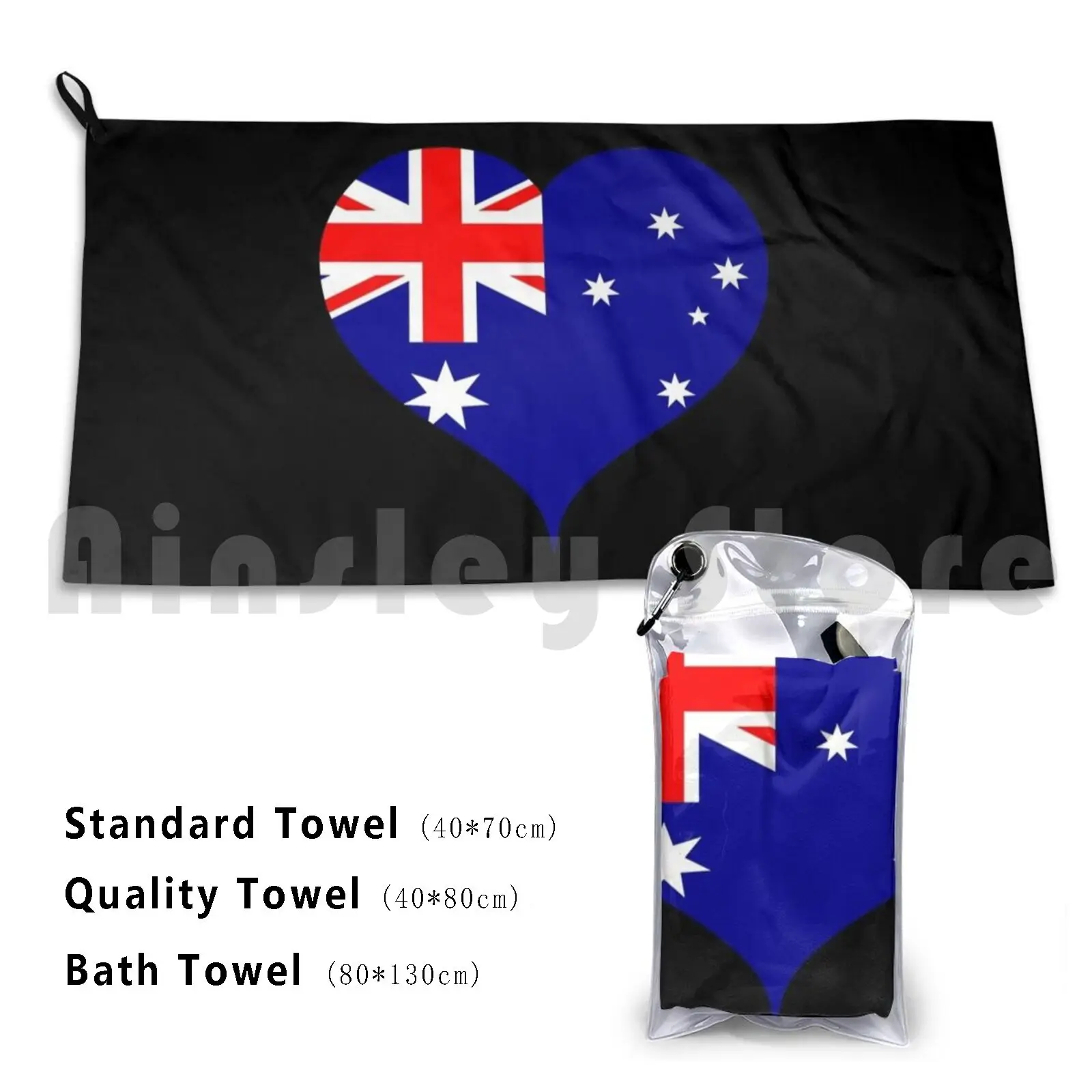 Australia Flag Australian Love Heart Beach Towel Quick Dry Quality Towel Australian Flag Australia Flag Australian