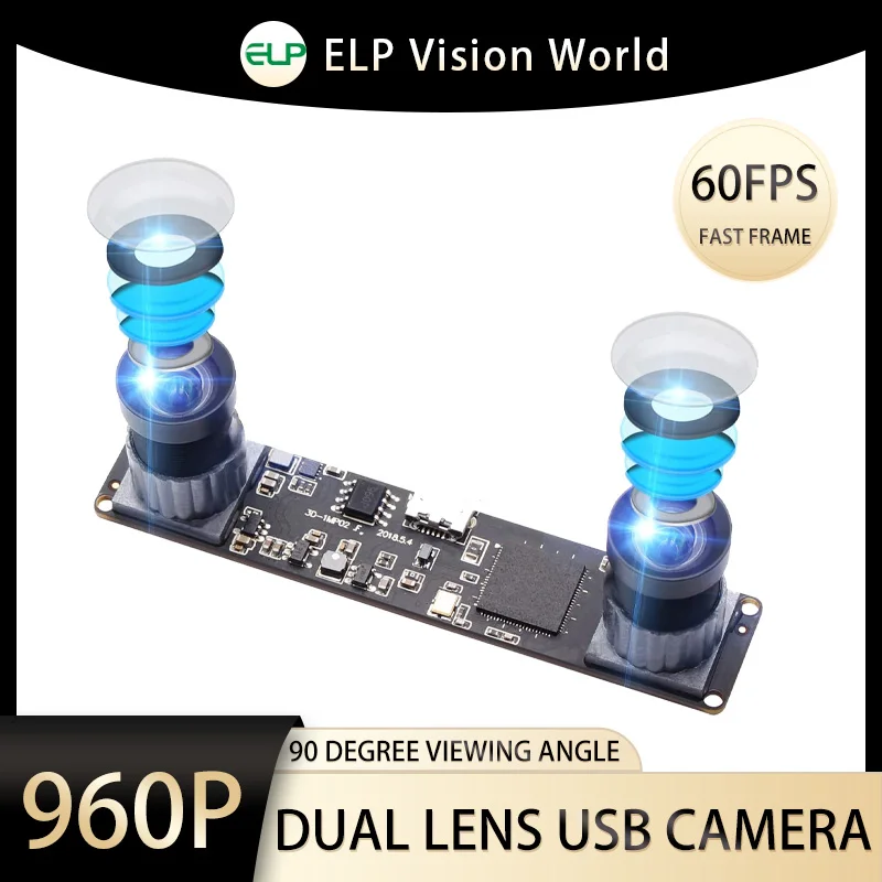 ELP 960P Webcam Synchronized Dual Lens Stereo USB Camera 1.3MP HD 3D VR Web Camera Module Low Light Mini Camera For Raspberry PI