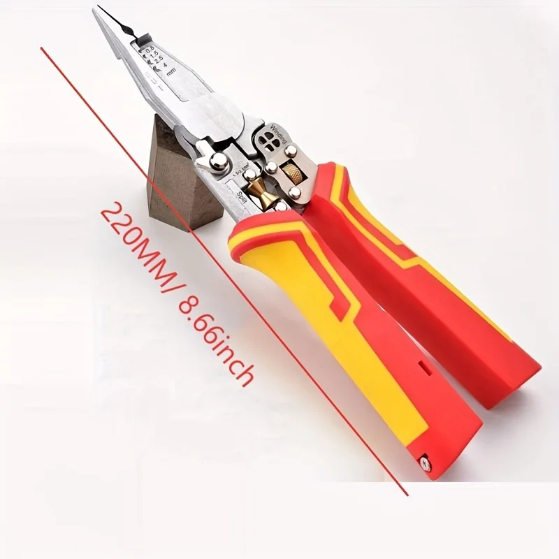9-in-1 Multifunctional Wire Stripping Pliers with Voltage Tester, Wire Stripper/Cutter/Crimper Tool for Motorcycle Maintenance