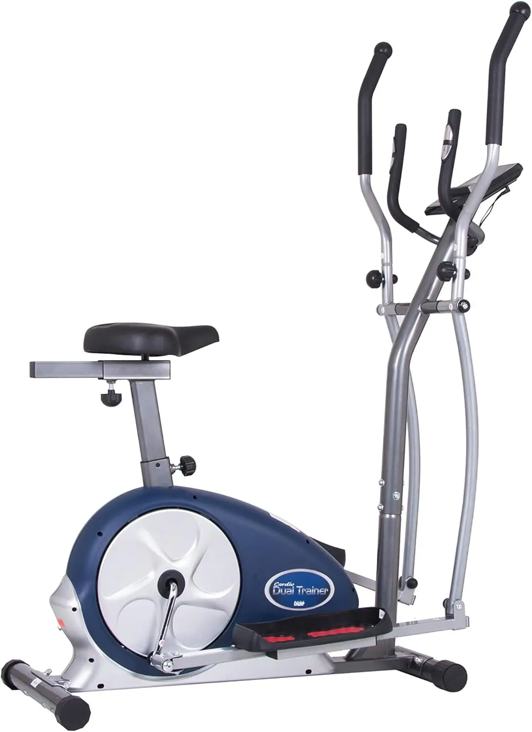 Body Champ 2-in-1 Upright Exercise Bike and Elliptical Trainer with Seat, Heart-Rate Monitor, and Programmable LCD Console