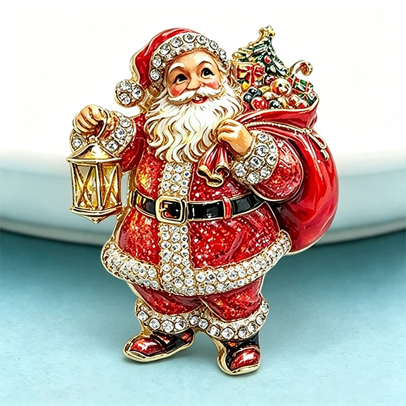 Wuli&baby Weihnachtsbroschen für Frauen, Unisex, 2-farbig, als Geschenk, Weihnachtsmann, Neujahrsparty, Broschen, Geschenk – Detail 6