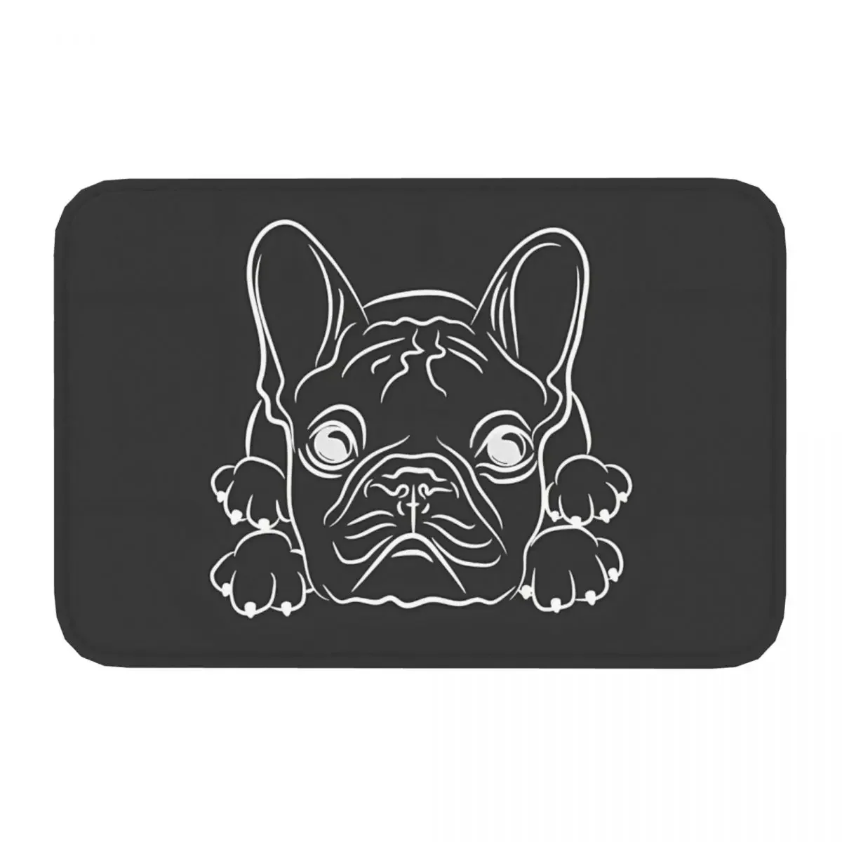 Line Dog Doge Bath Mat French Bulldog Line Style On Dark Rug Home Doormat Kitchen Carpet Decor