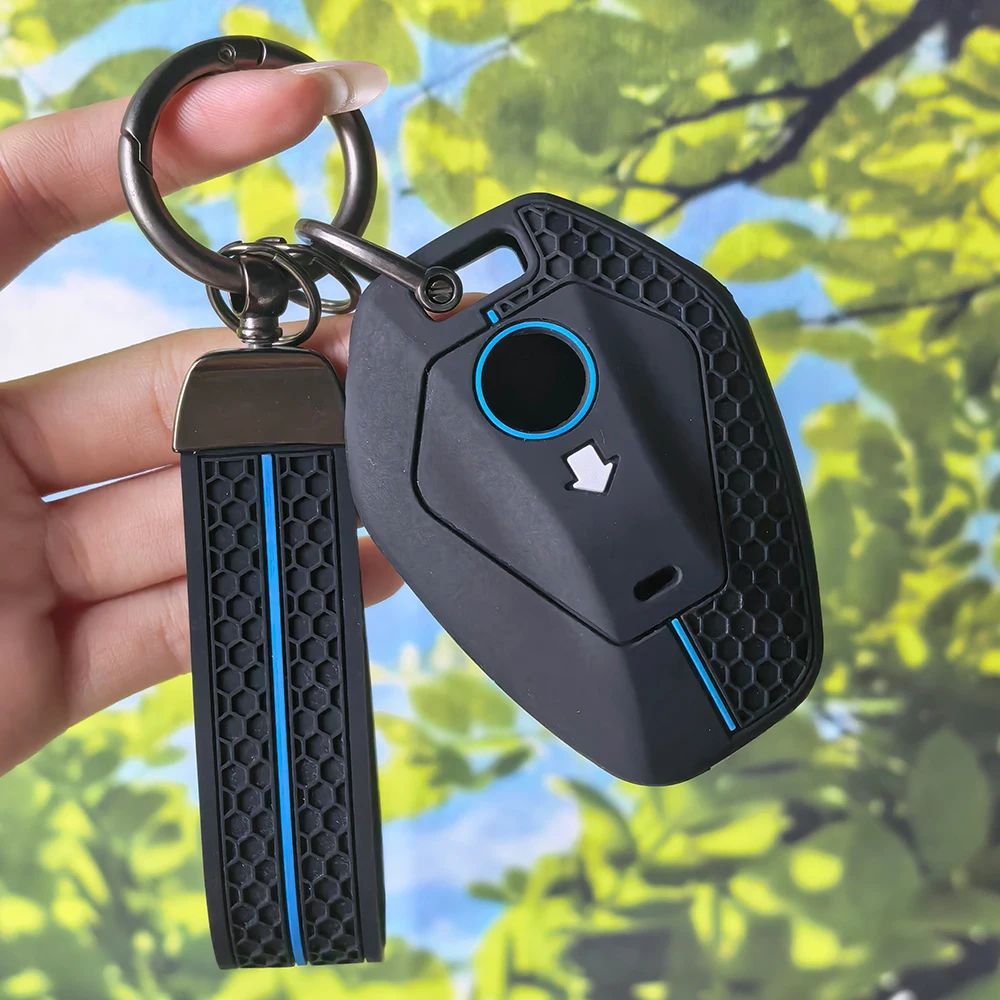Honeycomb Pattern Silicone Key Fob with Keychain for BMW R1300GS R1300 R1250GS R1250 ADV Adventure Motorcycle Protective Case