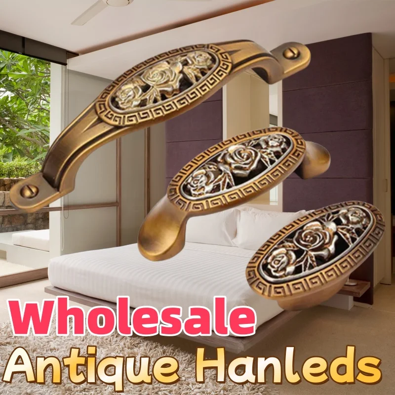 WHolesale Antique Furniture Handle Cabinet Knobs and Drawer Pull Classical Handles for Wardrobe Hardware Accessories