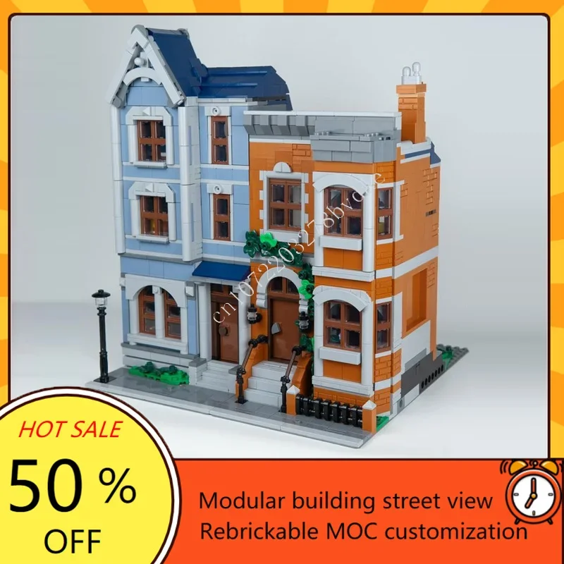 

2493 шт., современная квартира Brownstone, хит город, продажа MOC, креативная архитектура StreetView, модель «сделай сам», игрушка-головоломка, Рождественский подарок
