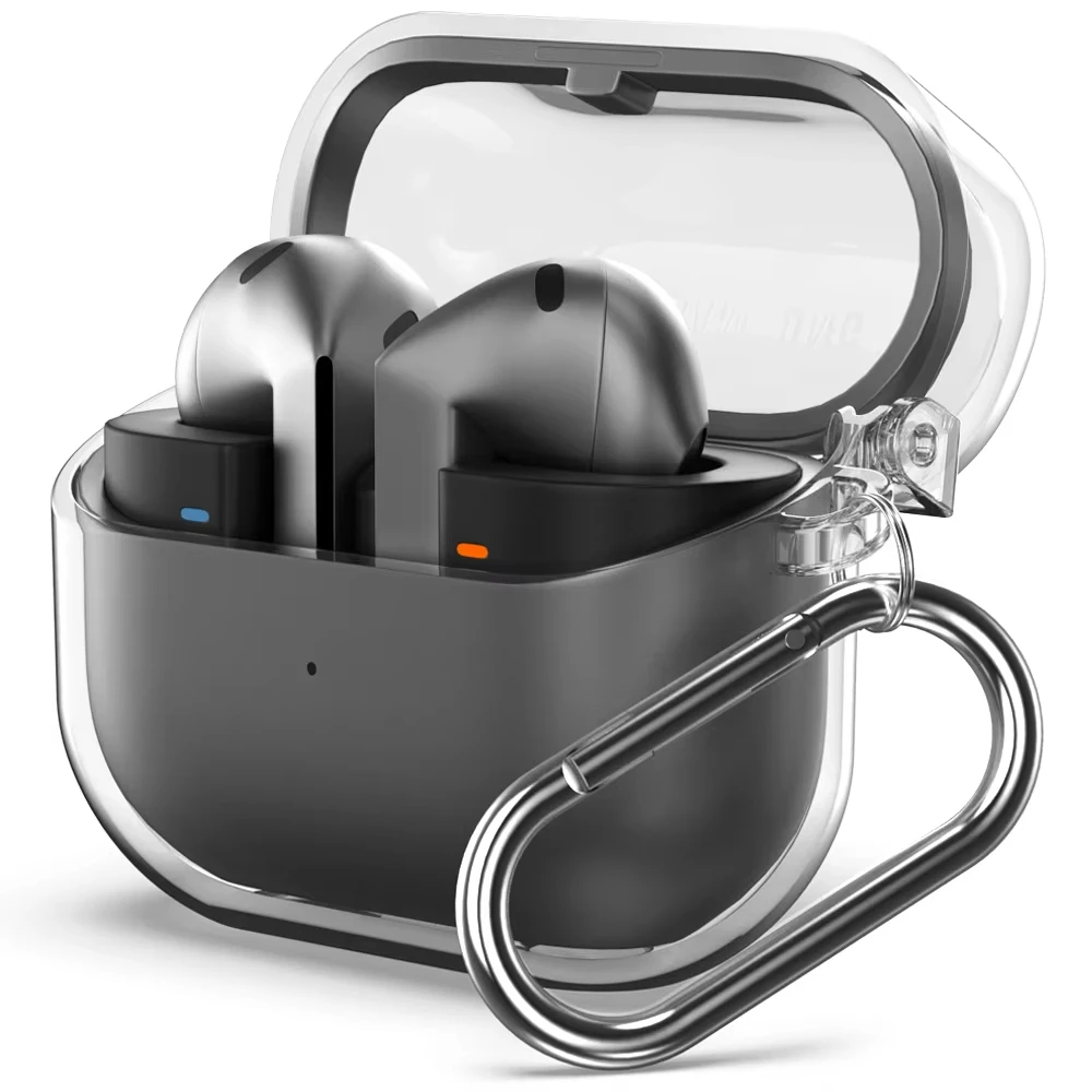 لهاتف Samsung Galaxy Buds 3 Pro & Buds 3، غطاء حماية من السيليكون الناعم مع حلقة تسلق للرجال والنساء (شفاف)