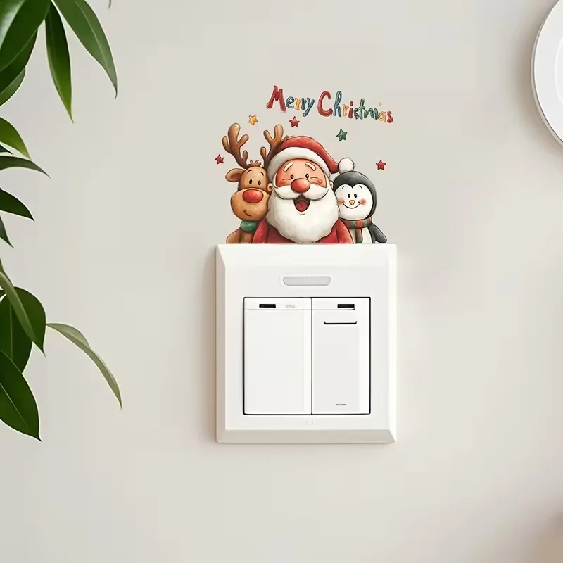 1pc Christmas Day decoration sticker, background wall sticker self-adhesive, can be applied to switch wall decoration sticker