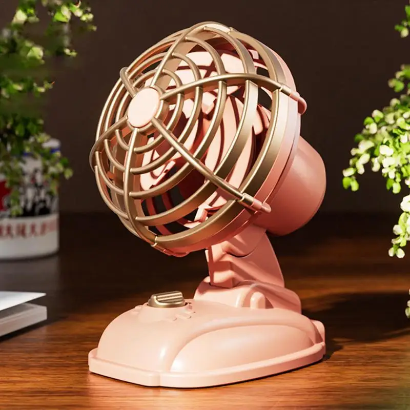 Desk Fan Personal Desk Fan Rechargeable Vintage 2 Speed Strong Airflow Small Quiet Fan For Bedroom Home Desktop Travel