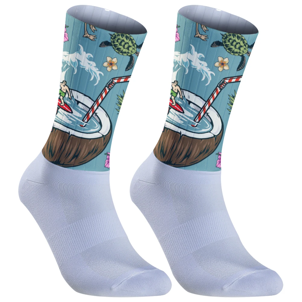 

Нескользящие бесшовные силиконовые носки для велоспорта Pro Team Aero, полосатые носки для бега, спортивные носки для шоссейного велосипеда, новые