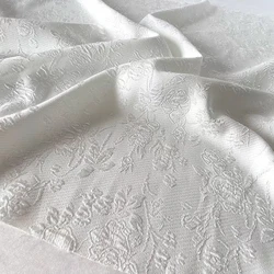 Relief Jacquard White Thin Four Sided Elastic Three Dimensional Flower Jacquard Fabric Spring Summer Cheongsam Hanfu Fabric