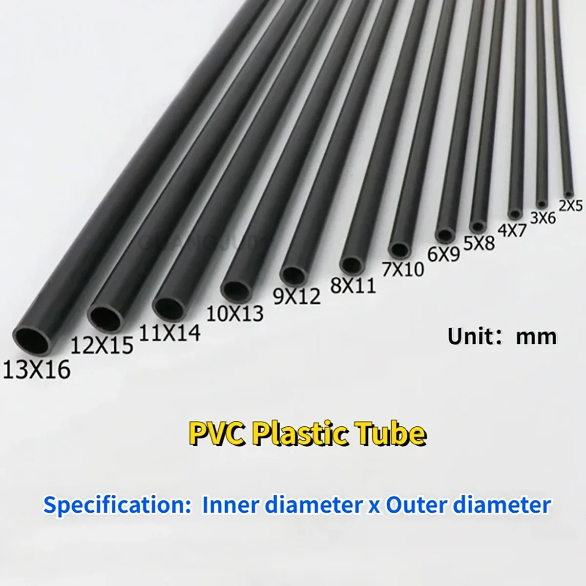 2Pcs Black PVC Plastic Pipe Tube OD 5~19mm Fish Tank Aquarium Tube Garden Irrigation Watering Fittings Length 500mm