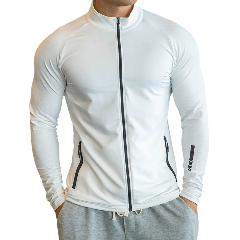 Chaquetas de compresión con cuello levantado para hombre, ropa deportiva de manga larga con cremallera, abrigos informales, ropa de gimnasio