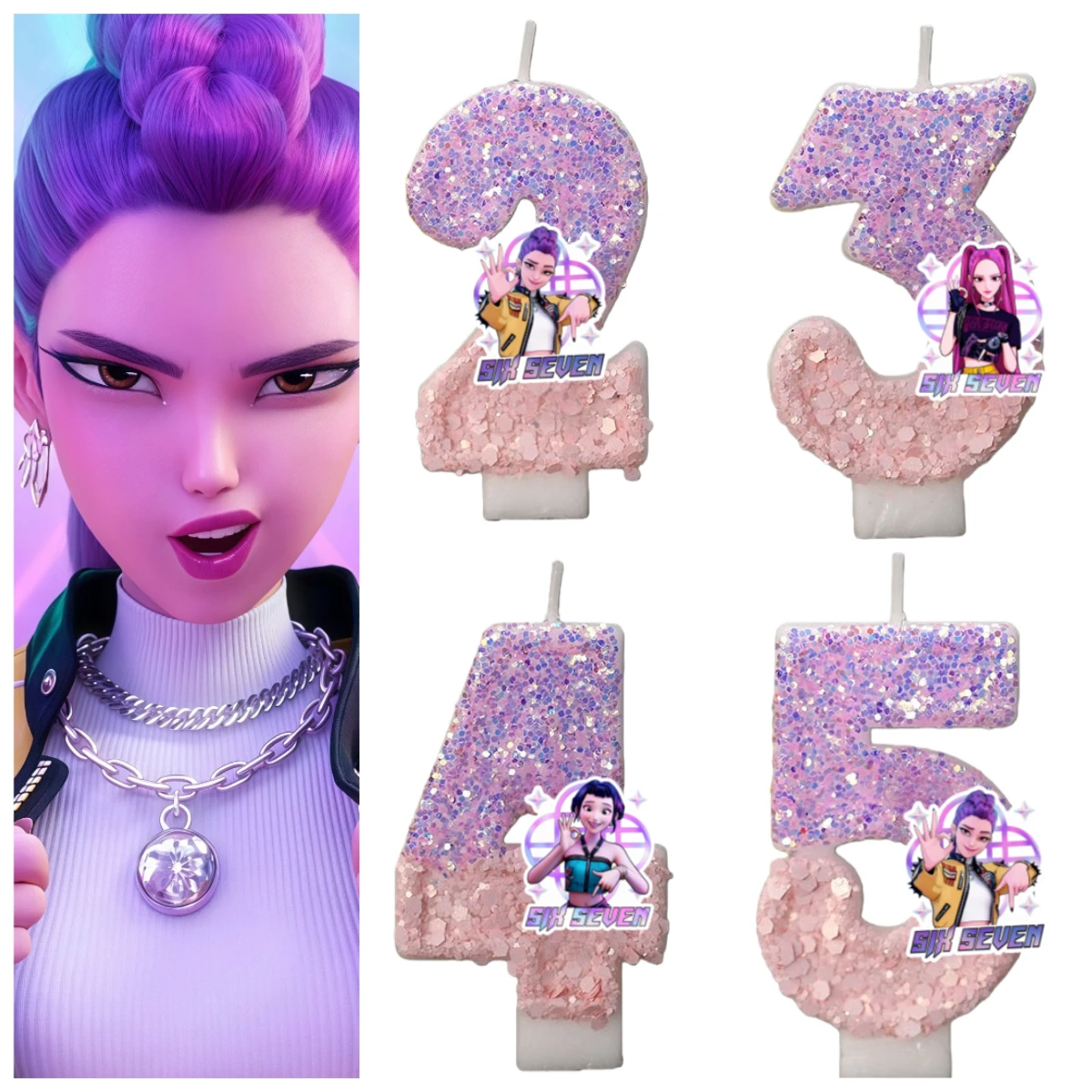 Bougies numériques mignonnes pour filles, chiffres 0-9, décorations de gâteaux d'anniversaire pour enfants, accessoires de fête à thème dessin animé