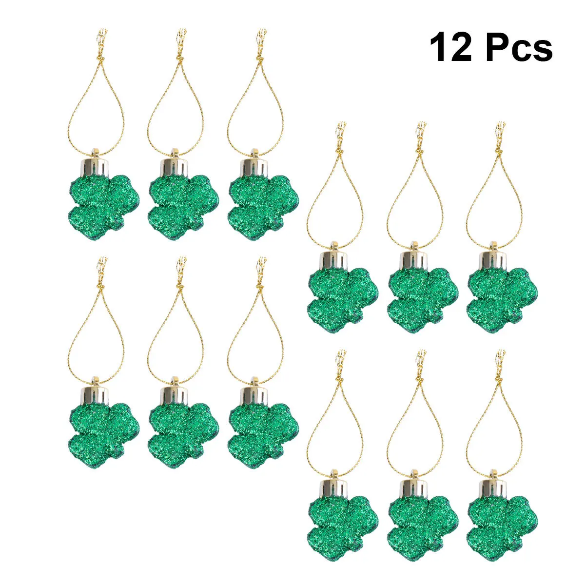 

12Pcs Shamrock Hanging Decor Premium Plastic Clover St Patricks Day Party Door Window Photo Props Festival Pendants