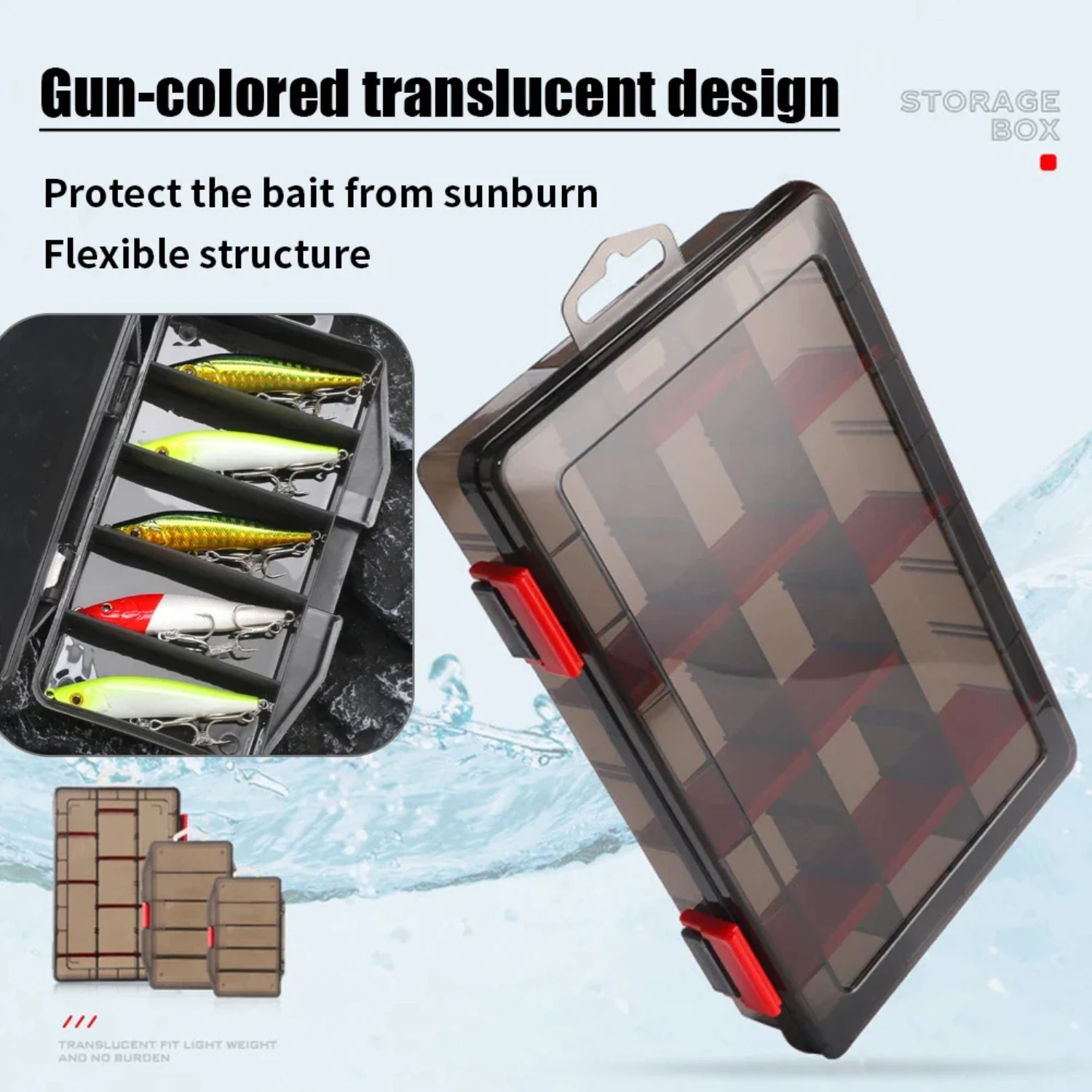 

Multi Fishing Bait Box Waterproof Fishing Box Compartments Fishing Suitcase Removable Dividers Fishing Gear Accessories