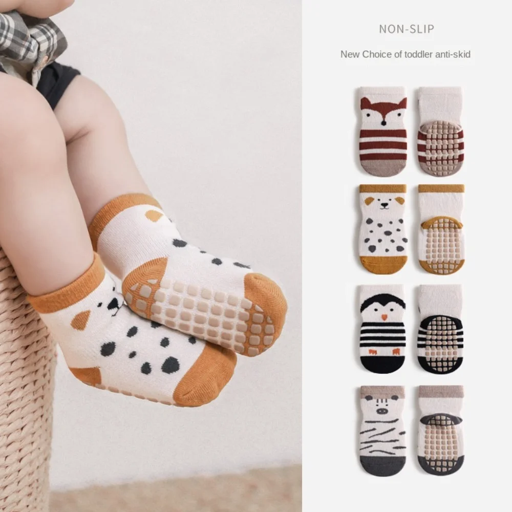 

5 pcs Anti-Slip Baby Socks New Ventilate Cotton Mid Length Socks Cartoon Animal Floor Socks Infant
