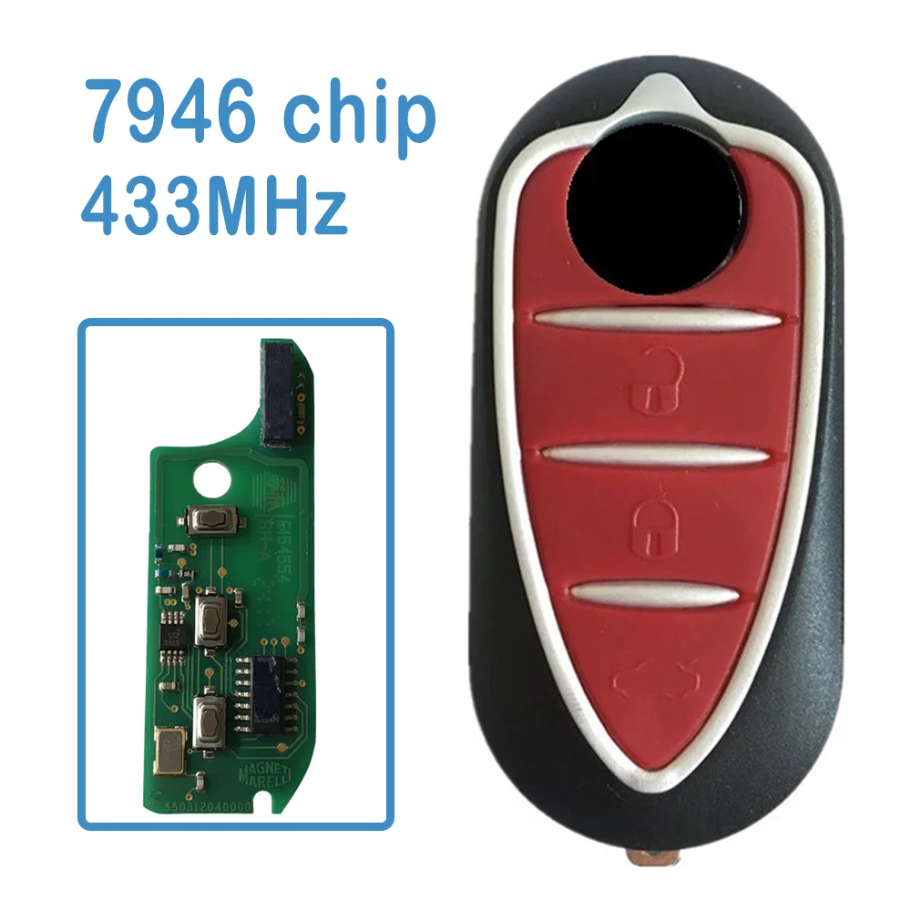 

2 Pcs/lot Auto Smart Remote 433MHz 2+1B PCF7946 Chip Marelli BSI Delphi BSI Replace Car Key For Alfa Romeo Giulietta 159