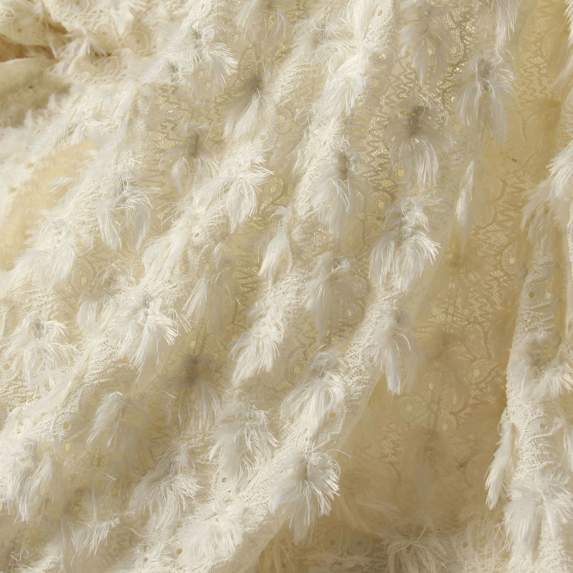 Feather Hollow Lace 3D Texture Fabric for Pants Dress Diy Sewing Fashion Designer Fabric