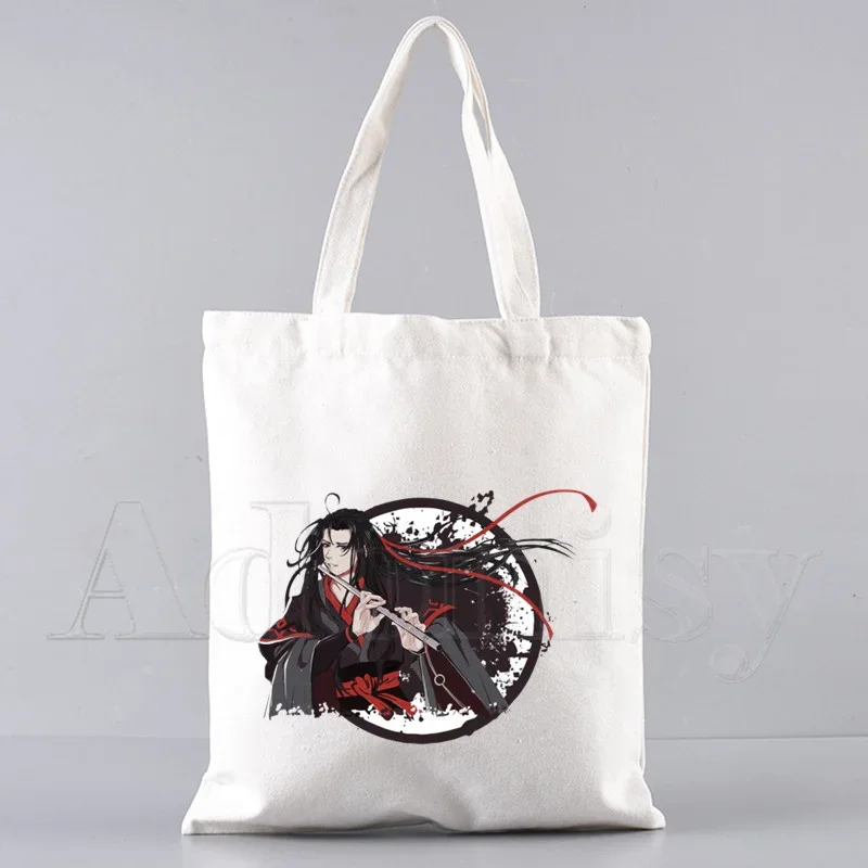 مو داو زو شي المرأة حقيبة تسوق من القماش رسائل طباعة الإناث القماش حقيبة كتف ايكو حقيبة يد حمل قابلة لإعادة الاستخدام أكياس البقالة للمتسوقين