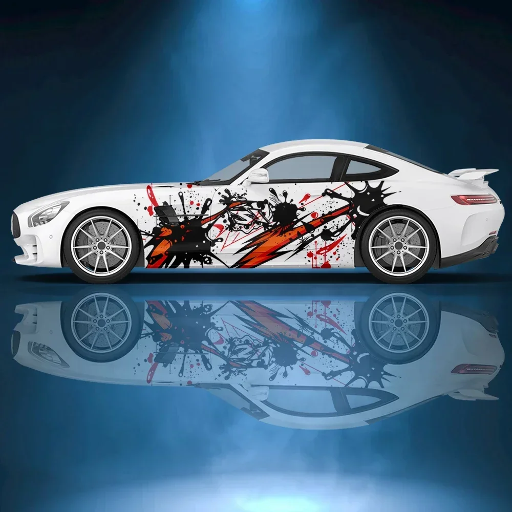 

Graffiti Splash Ink Graphic Car Side Sticker Vinyl Paper Racing Accessories Wrap Design Uniform Vector Abstract Printed Decal