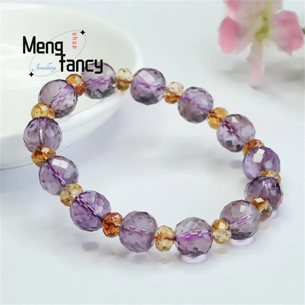 Cadena de cuentas facetadas de amatista Natural, pulsera elegante exquisita de citrino, joyería de lujo, recuerdo de boda, regalos de vacaciones