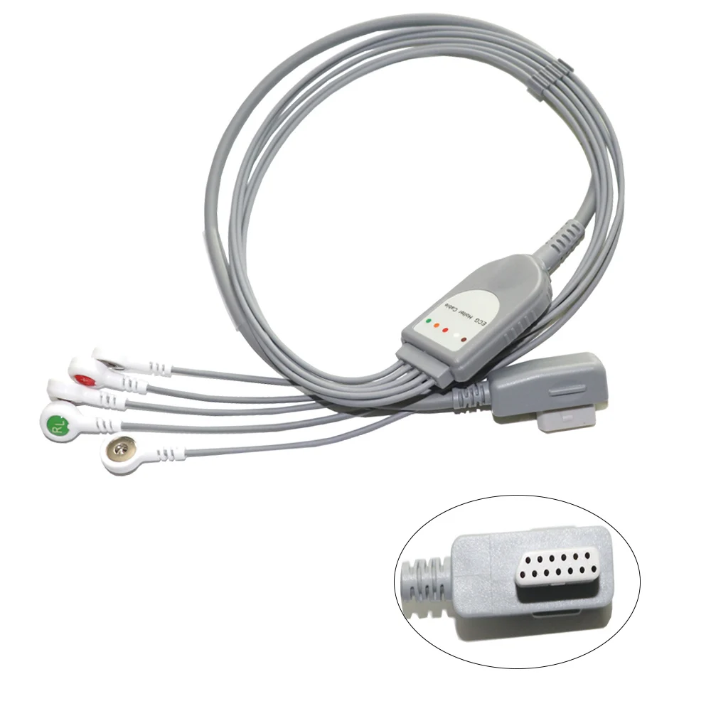 Cables de ECG Holter de 5/10 derivaciones, 13 pines, compatibles con AHA/IEC, para monitor Holter BENEWARE
