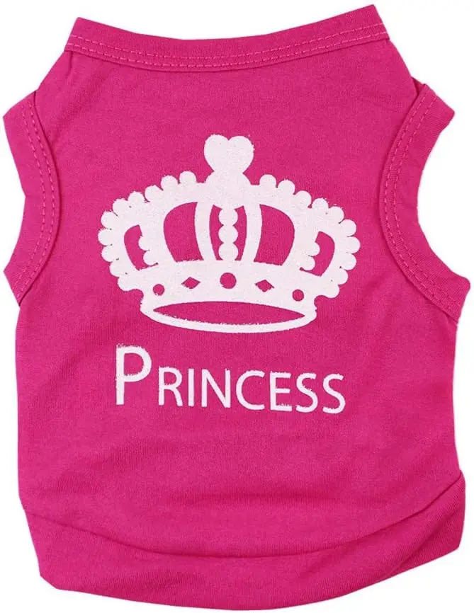 Dog Cat Shirt Puppy Vest with Crown Pattern Princess Clothing for Small Dogs,Puppy Tee Shirt Summer Clothes Tank Top Pet Apparel