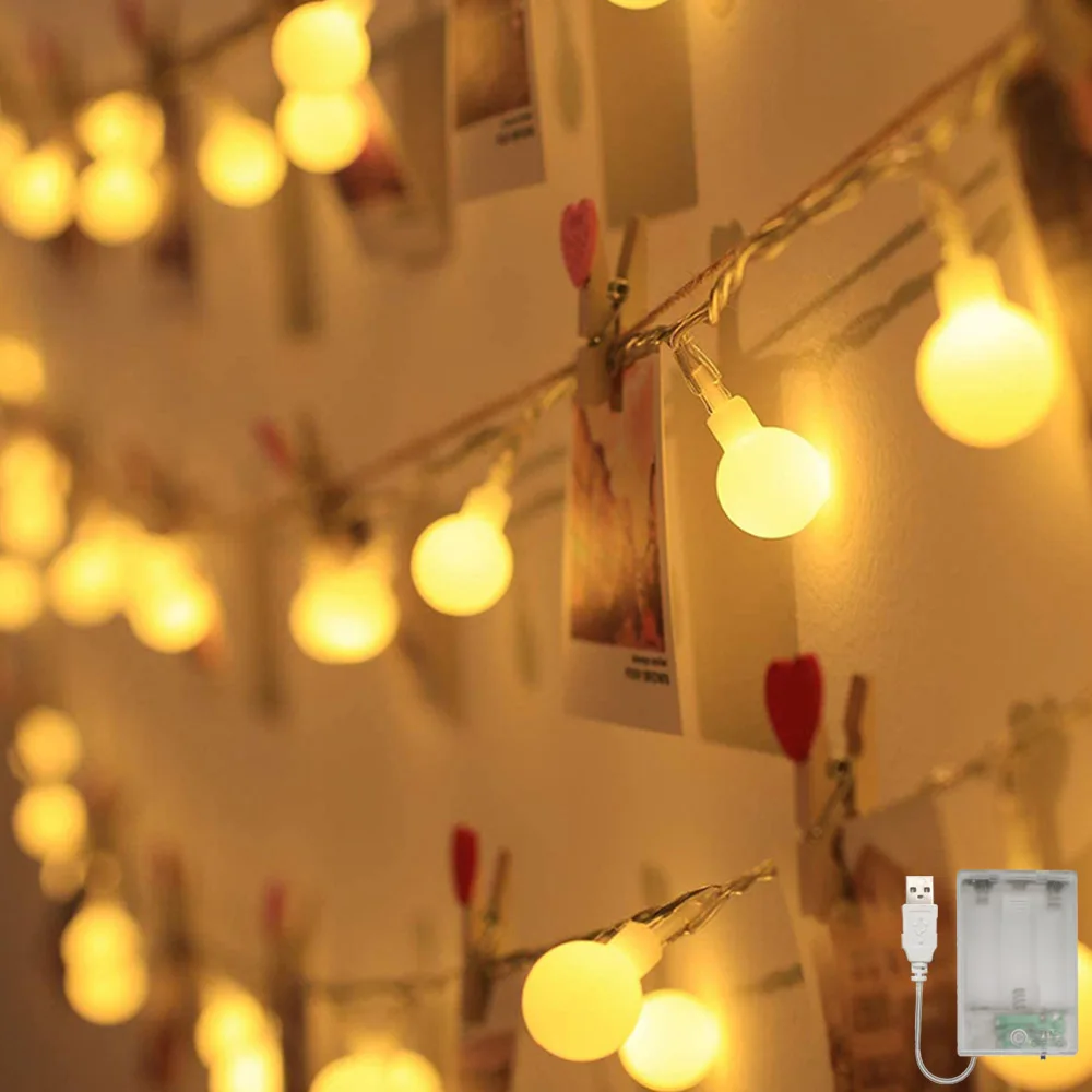 مجموعة واحدة من مصابيح غلوب الجنية، 6 متر 40 قطعة سلسلة أضواء LED USB/بطارية تعمل بالطاقة في الهواء الطلق أضواء سلسلة كروية داخلية مع وضعين للتحكم #2
