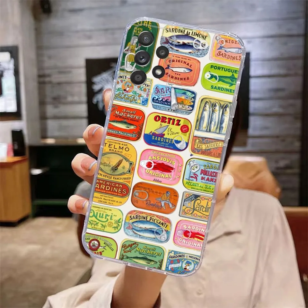 Sardines Phone Case For Samsung Galaxy A71,70,52,51,40,31,A50,30S,21S,Note20ultra Transparent Cover