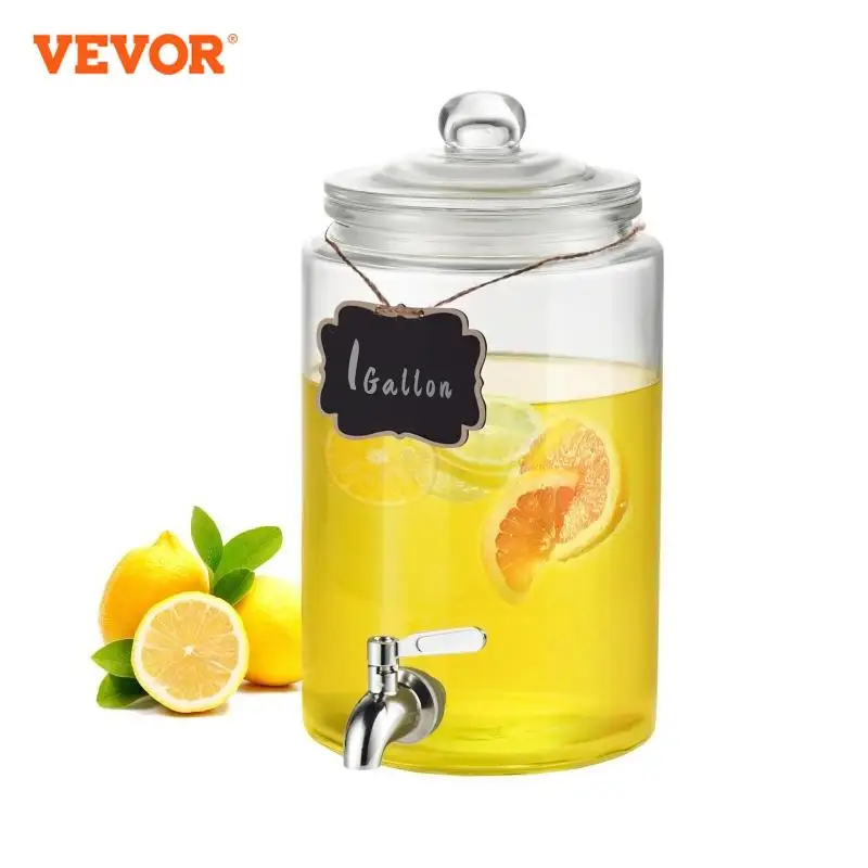 VEVOR Beverage Dispenser 1 Gallon with Stainless Steel Spigot Iced Tea Lemonade Juice Water Dispenser for Restaurants Parties