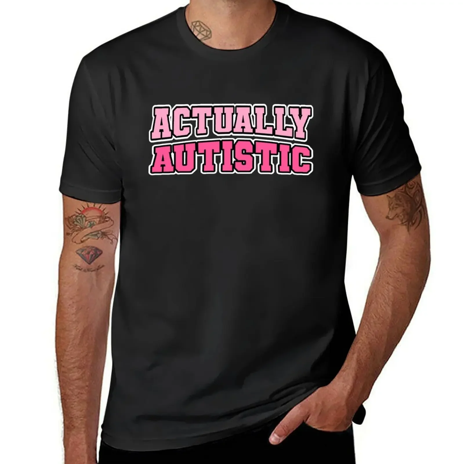 Actually Autistic Autism Awareness Preppy Pink Neurodivergence T-Shirt anime figures plain white t shirts men