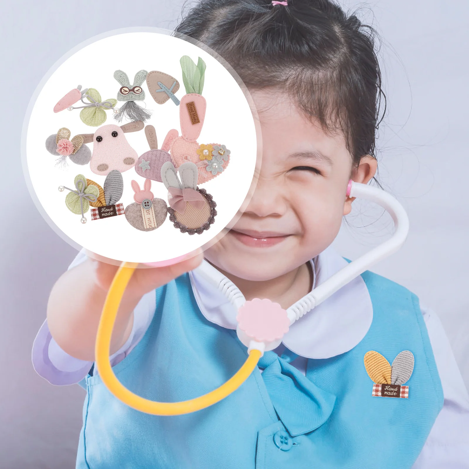 

24Pcs Cartoon Animal Hairpin Patches DIY Cloth Hair Accessories for Kids Party Crafts Scrapbooking Decorative Hair Clip