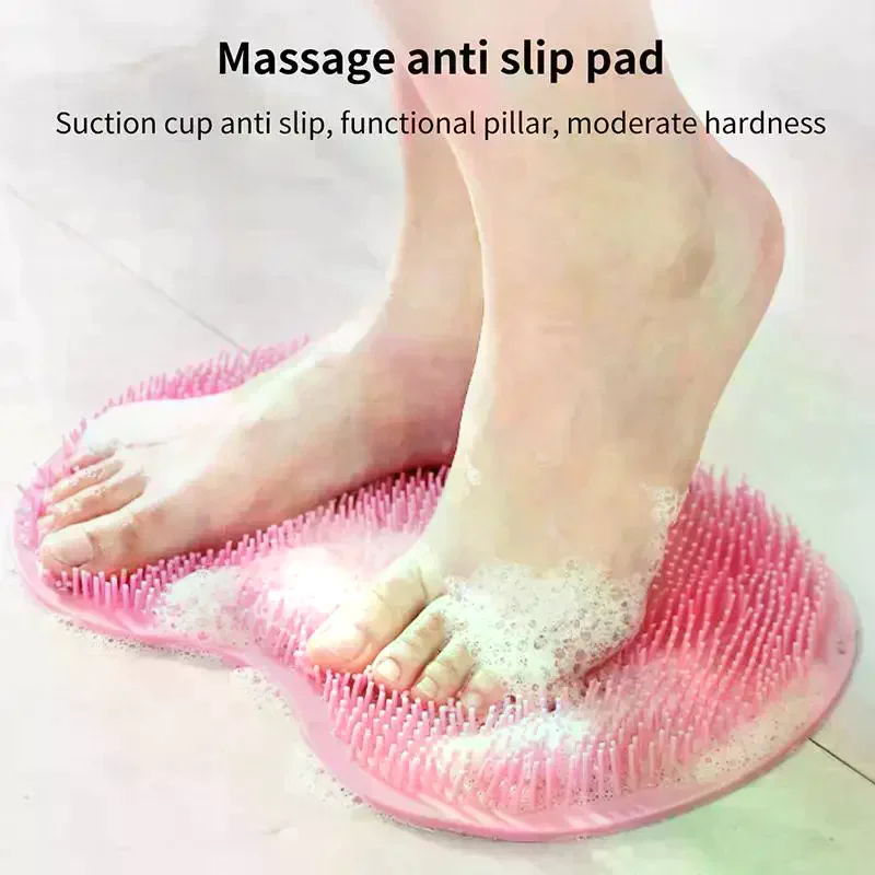 Shower Foot Scrubber Mat Back Washer Exfoliating Bath Wash Pad Wall Mounted Slip Suction Cups For Use In Cleaner Men And Women
