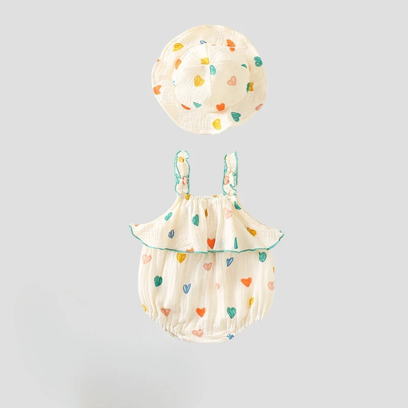 

Новинка 2023 года, летний треугольный комбинезон без рукавов Cottpn для маленьких девочек, удобная одежда Ctue с узором для маленьких девочек