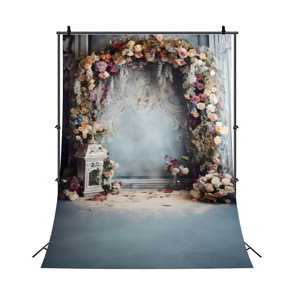 Wedding Portrait Photography Backdrop Boho Style Flowers Window Curtain Bridal Shower Birthday Party Background Photo Studio