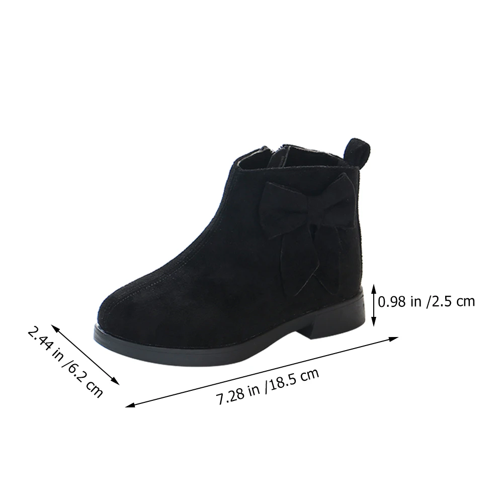 

Girls Bow Knot Short Fashionable Toddler Cuff Black AntiSlip Rubber Sole Single Lining Warm Casual Shoes Ankle