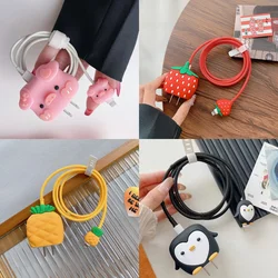 4pcs Cute Charging Data Cable Protector For iPhone 18/20w Charger Protective Cover Winder Accessories
