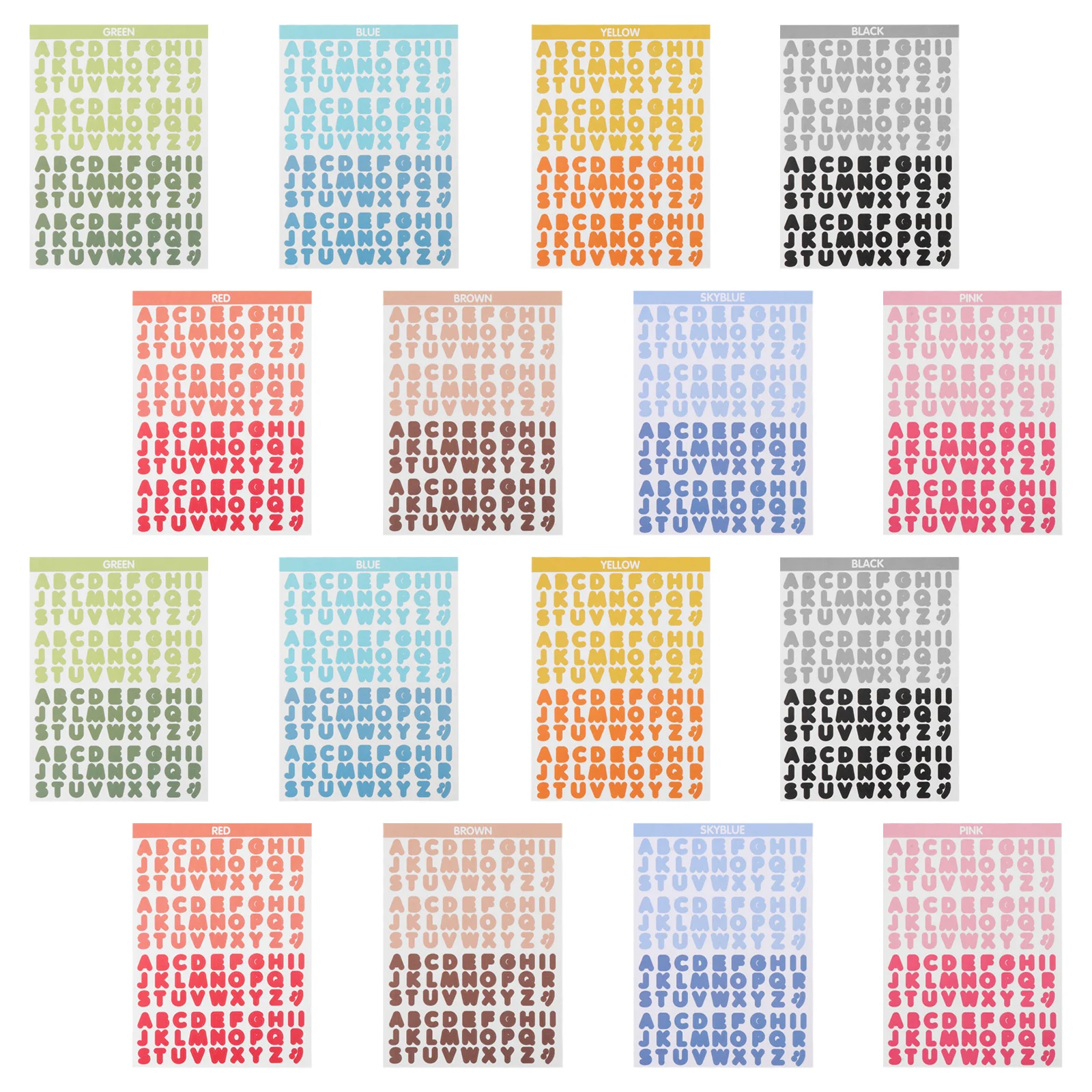 

16 Sheets Bright Letter Stickers Self Adhesive Alphabet Stickers for Scrapbook DIY Crafts Gift Boxes Tags Self Adhesive Sticker