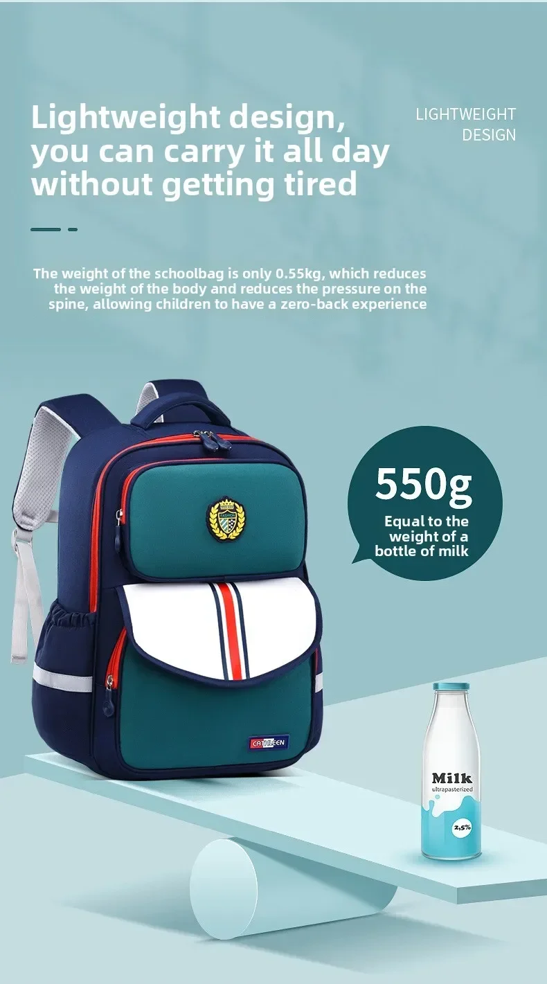 Kinder-Schulrucksack für Jungen und Mädchen der Klassen 1,6, leicht, Oxford-Stoff, wasserdicht, langlebig, Büchertasche mit ergonomischem Design – Detail 10