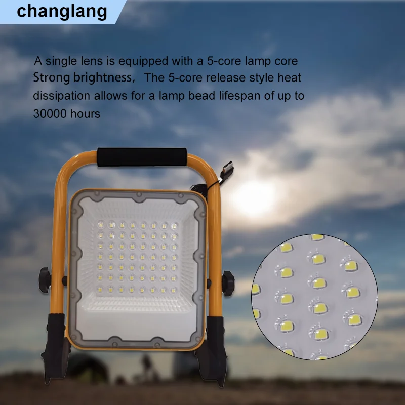 50W 100W LED Rechargeable Floodlight Waterproof Outdoor Emergency Lamps Battery Powered Spotlight Portable flash Searchlight