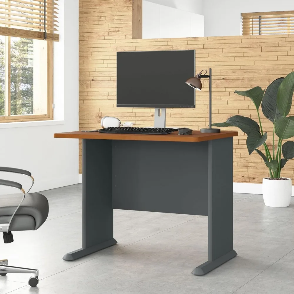 Business Furniture Series A 36W Desk in Natural Cherry and Slate