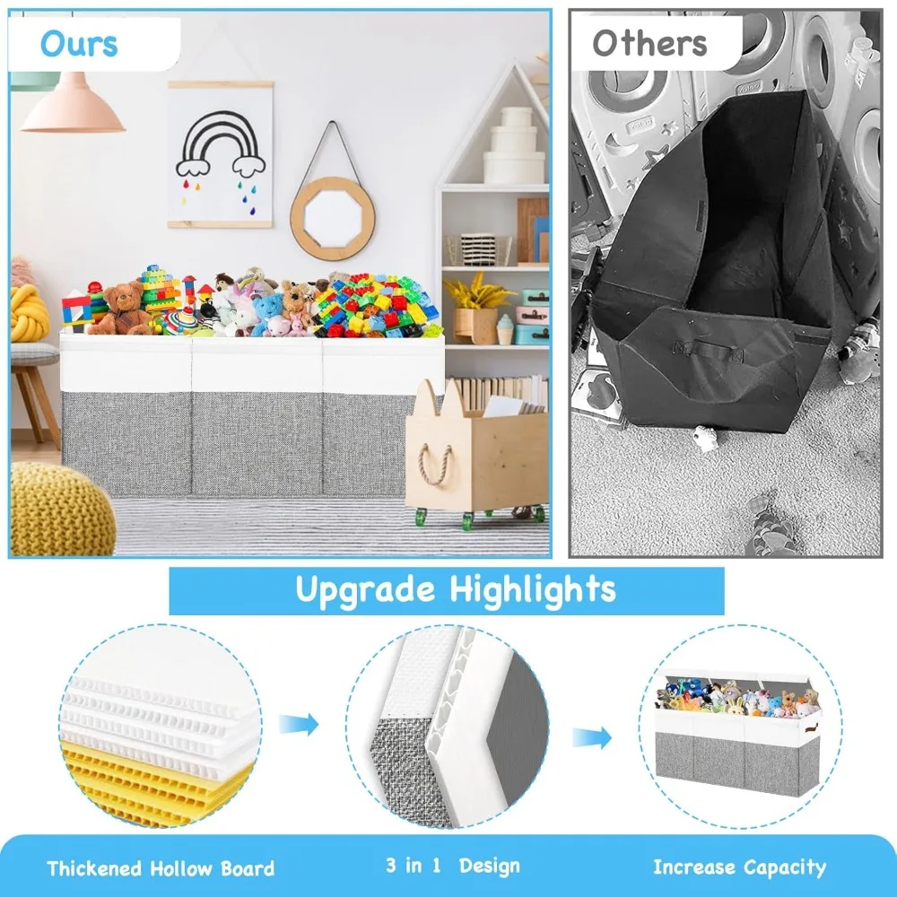 صندوق تخزين ألعاب الأطفال مع أغطية - منظم للحيوانات المحشوة والألعاب، مناسب للأطفال الصغار والرضع والفتيات والممرضات