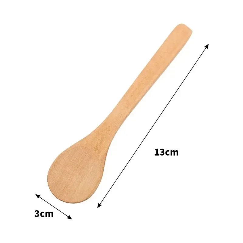 Kitchen Wooden Spoons Natural Wood Soup Spoon Long Handle Honey Coffee Milk Teaspoon Spice Condiment Scoops Tableware Supplies