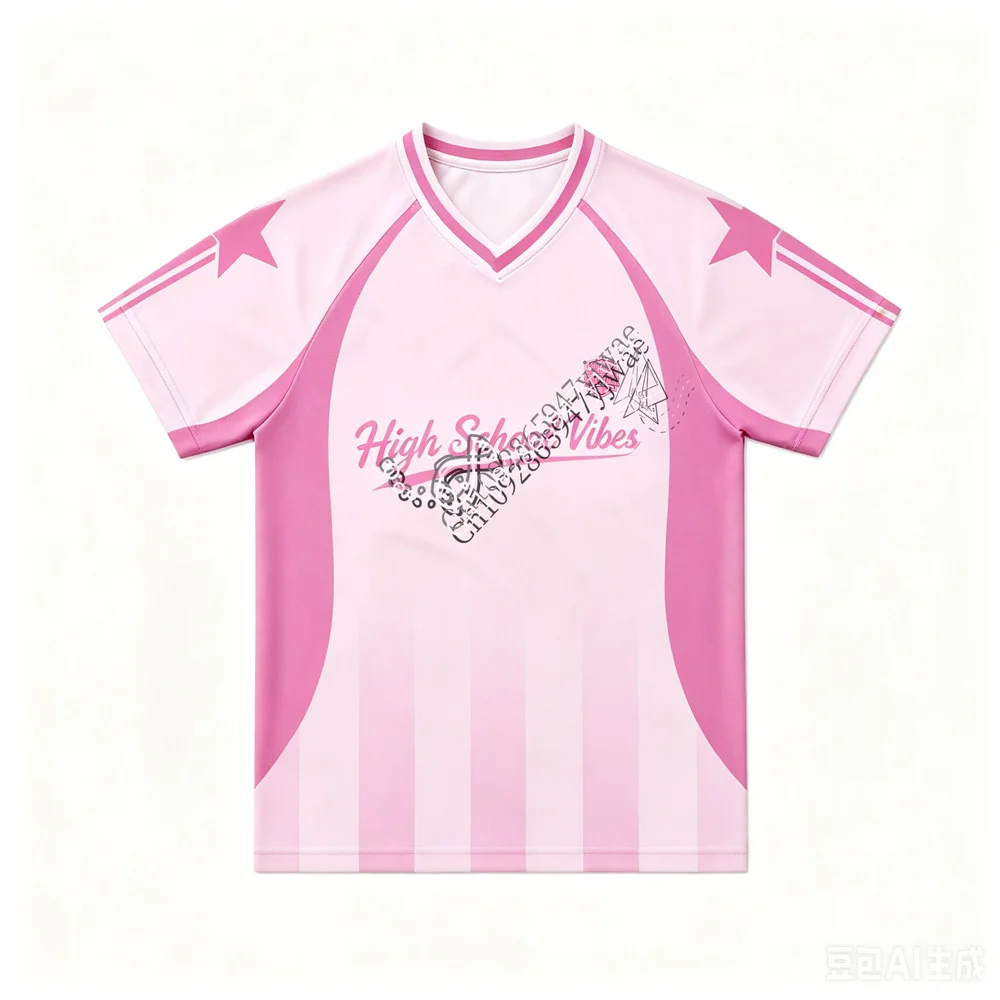2026 Green Monster PK Pink Power High School Vibes Jersey DMD Sports Day Shirt V-neck StreetWear Summer Men Women T-shirts Top - view 2