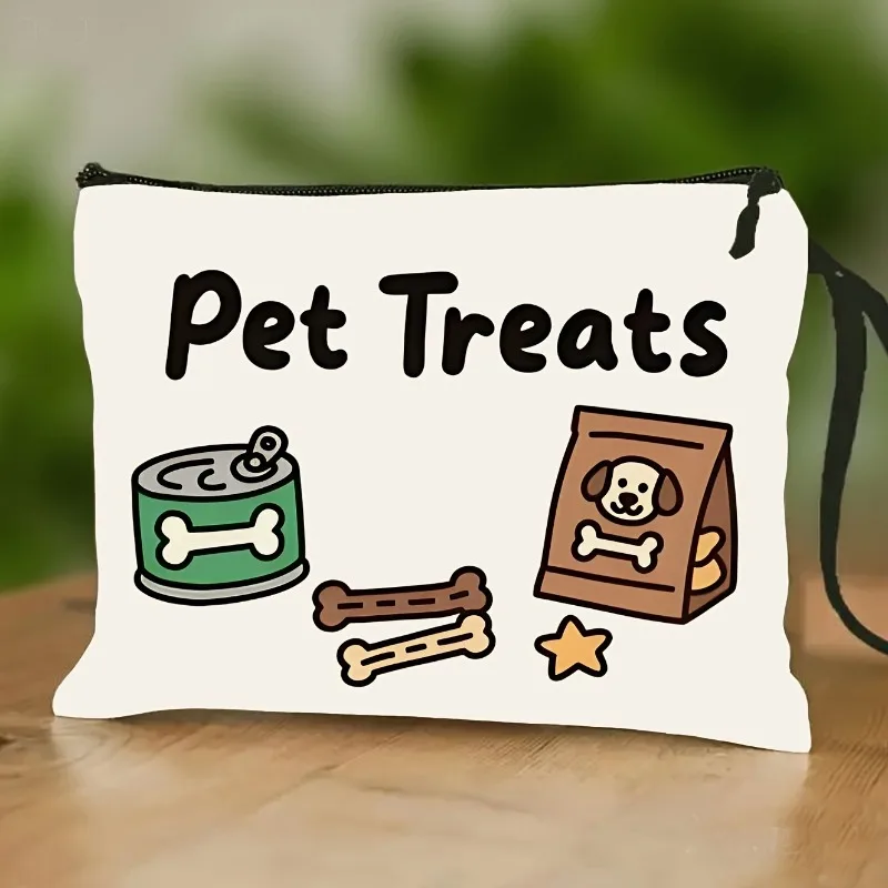 Dog-Themed Portable Foldable Pet Snack & Grooming Bag with Paw Print & Bone Design - Lightweight Dog Owner Gift, Zipper Closure,