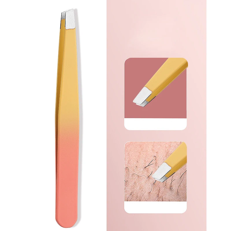 ชุดแหนบถอนขนคิ้วอเนกประสงค์ 7 ชิ้น สีสันสดใส หัวแหนบแบบเฉียง/แบน อุปกรณ์เสริมความงามสำหรับขนคิ้วและขนคุด